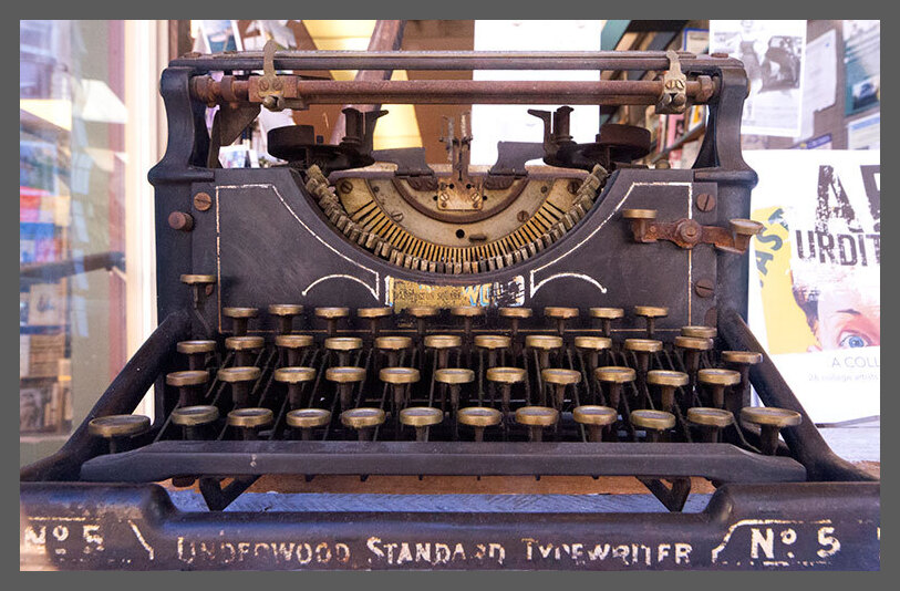 strore window typewriter